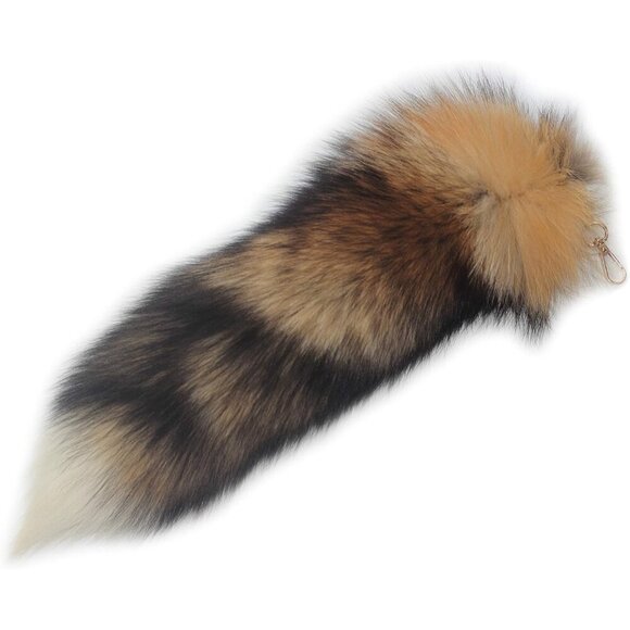 🆕Women Brown Fluffy Real Fox Tail Fur Keychain Pendant Cosplay Stylish Handbag - Picture 1 of 9
